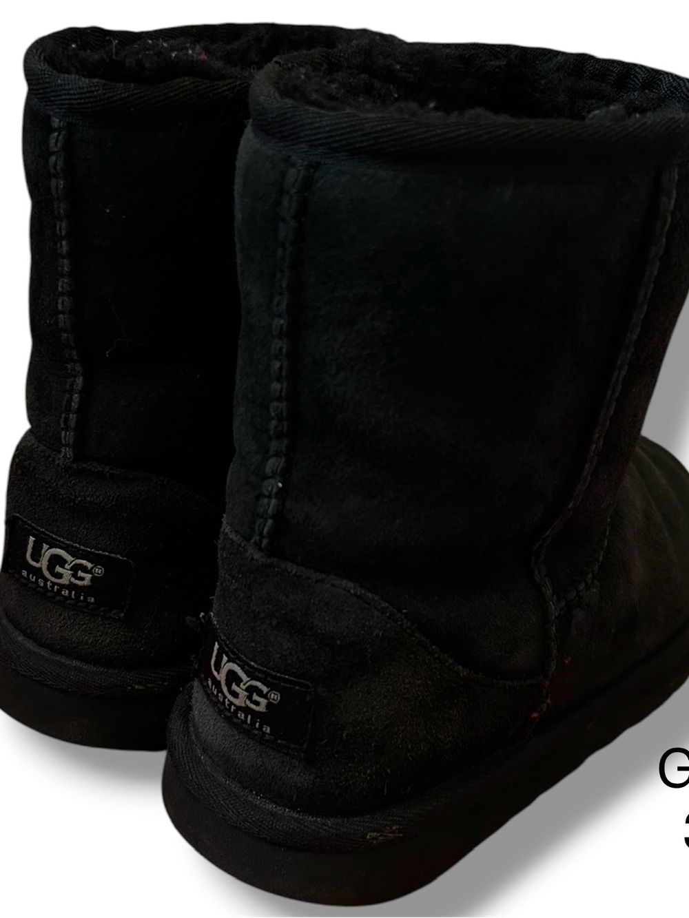UGG Australia Girls Black Boots Size 3Y (FAIR CONDITION)